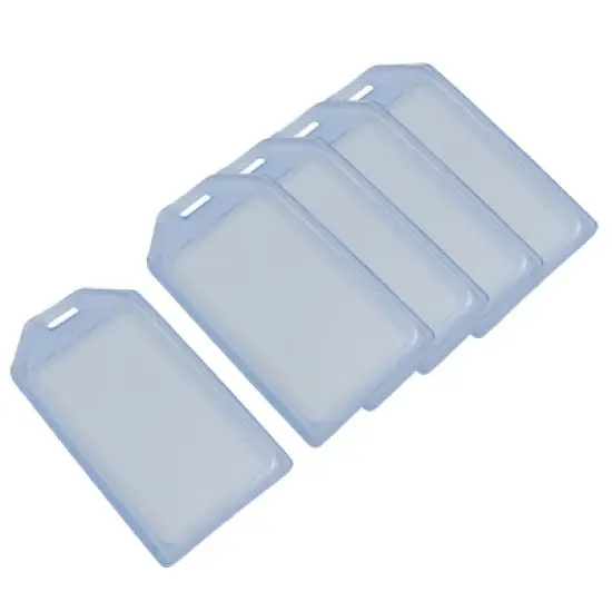 Unique Bargains 5 Pcs Soft Plastic Vertical Business ID Card Holder Clear Blue image {3}