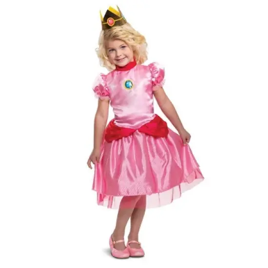 Toddler Super Mario Princess Peach Halloween Costume Dress with Headpiece image {6}