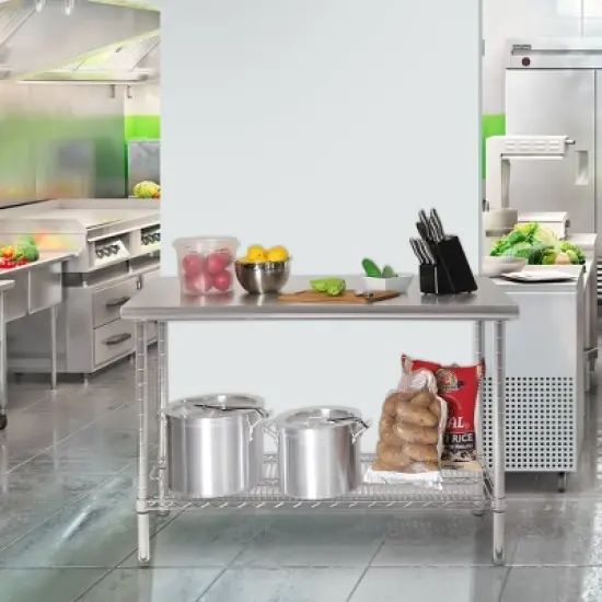 Commercial Grade Nsf Stainless Steel Top Work Table Chrome - Seville Classics image {1}