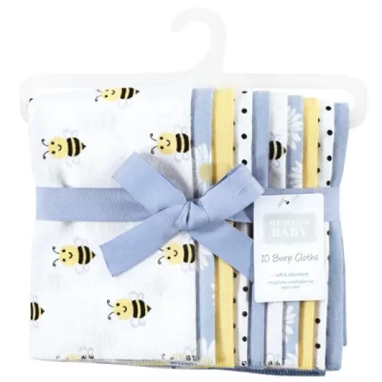 Hudson Baby Infant Girl Cotton Flannel Burp Cloths, Daisy Bee, One Size image {1}