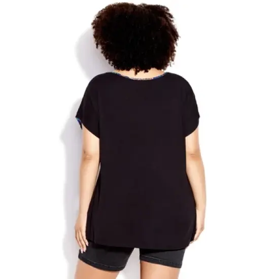 Women's Plus Size Mixed Media Print Top  - Jacqui | AVENUE image {1}