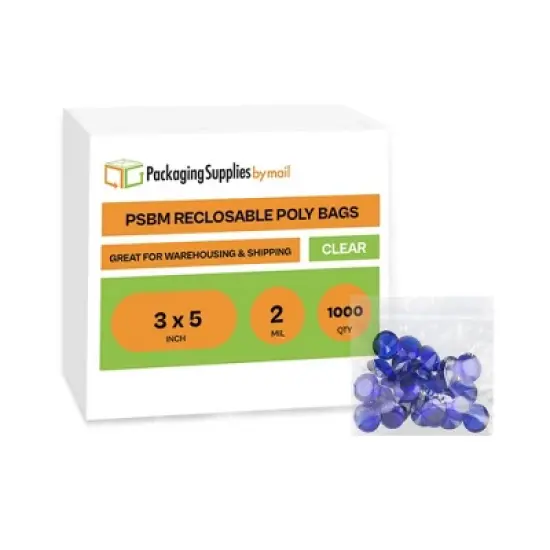 PSBM 1000 Clear 3" x 5" 2 Mil Reclosable Plastic Poly Bags for Jewelry and Storage image {6}