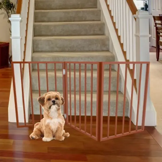 Pet Adobe Freestanding Folding Pet Gate - 54" x 24", Mahogany image {3}