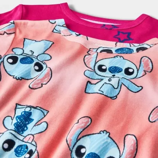 Girls' Lilo & Stitch Snug Fit 4pc Pajama Set - Pink image {2}