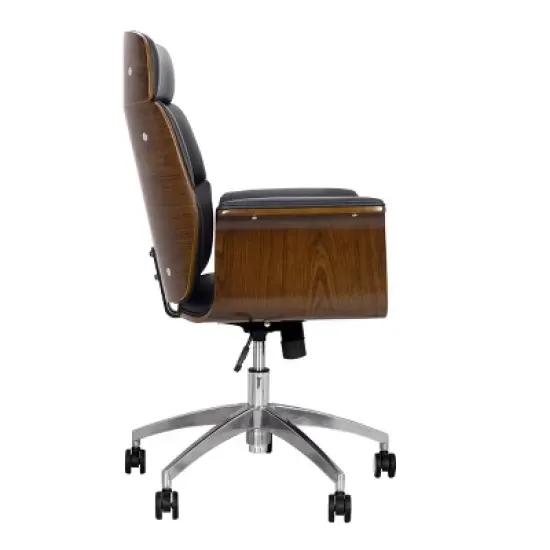 Cannonade Mid-Century Modern Swivel Office Chair Black/Walnut - Christopher Knight Home image {4}