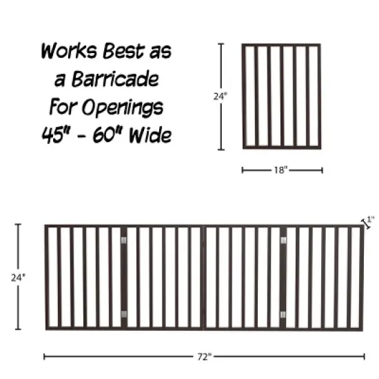 Indoor Pet Gate - 4-Panel Folding Dog Gate for Stairs or Doorways - 72x24-Inch Freestanding Pet Fence for Cats and Dogs by PETMAKER (Brown) image {1}