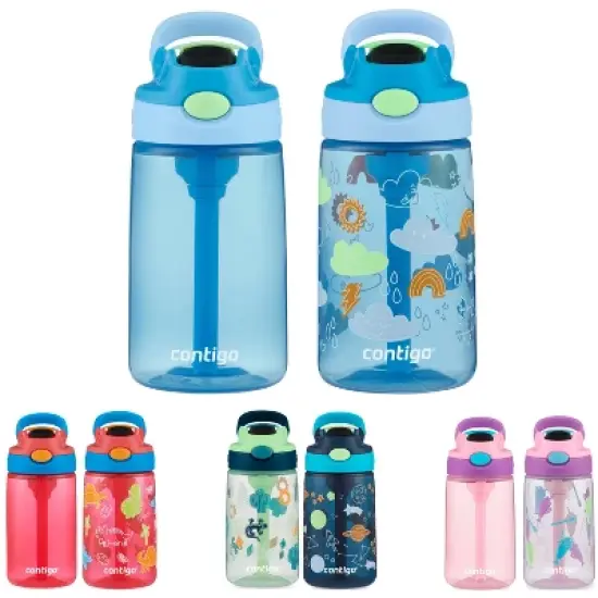 Contigo 14 oz. Kid's Plastic Water Bottle with Redesigned Autospout Straw 2-Pack image {2}