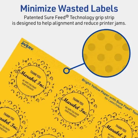 Avery Bright Yellow Paper Labels, 2" Diameter Round image {3}