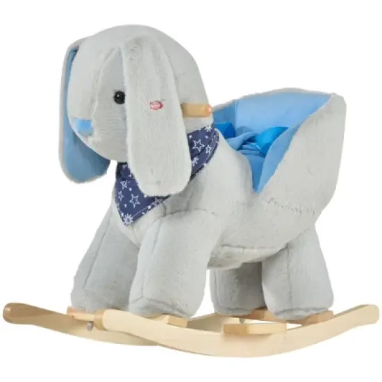Qaba Kids Ride-On Rocking Horse Toy Bunny Rocker with Fun Play Music & Soft Plush Fabric for Children 18-36 Months image {3}