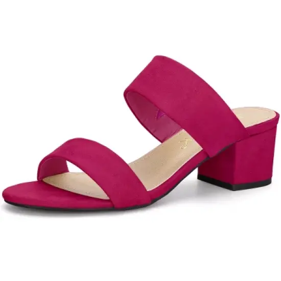 Allegra K Women's Block Heel Dual Straps Slide Sandals image {18}