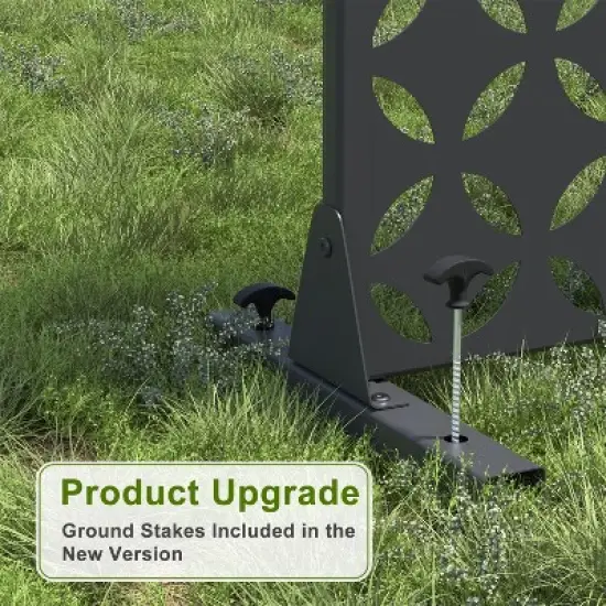 Lirago 72 in. Galvanized Fence Panels Outdoor Privacy Screen Black image {5}