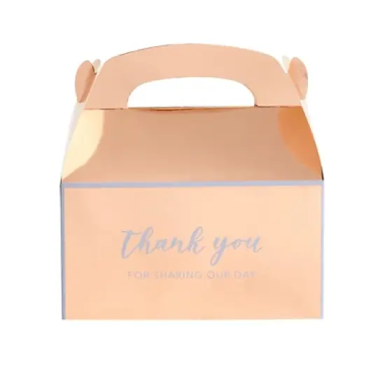 Sparkle and Bash 24 Pack Rose Gold Thank You Party Favor Gable Gift Boxes for Wedding, Birthday Party, 6.25 x 3.5 x 3.5 In image {3}