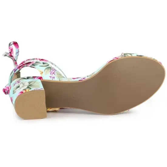 Allegra K Women's Block Heel Lace Up Heel Sandals image {4}