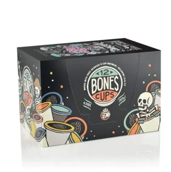 Bones Coffee Cookies N' Dreams Cookies and Cream Flavor 12ct Single-Serve Bones Cups Coffee Pods Compatible with Keurig Coffee Maker image {3}