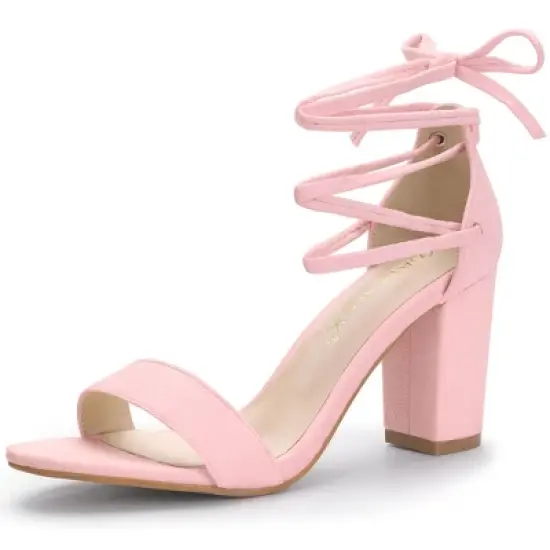 Allegra K Women's Tie Up Strappy Chunky High Heels Sandal image {15}
