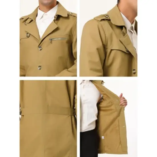 Lars Amadeus Men's Trench Jacket Single Breasted Notch Lapel Winter Coat image {5}