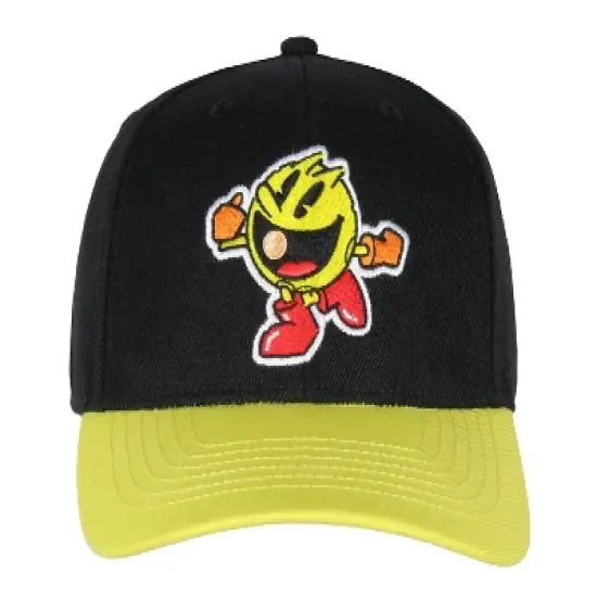 Pac-Man Hat Embroidered Classic Video Game Adjustable Precurve Snapback Hat Cap Black image {2}