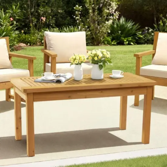 Karl Home Patio Light Brown Wood Table image {6}