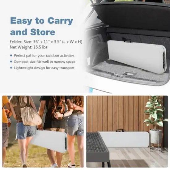 Costway Outdoor Camping Table Set Folding Picnic Long Table with 2 Bench Seats image {8}