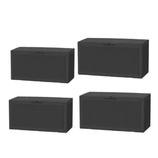 DSVIMOY Deck Boxes, 4-Piece 100 Gal Outdoor Storage Deck Box, Small Patio Storage Bin for Garden Tools, Black, 48.03"*21.46"*24.53" image {5}