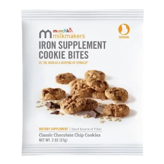 Munchkin Milkmakers Prenatal Iron Supplement Cookie Bites - Chocolate Chip - 6pk/2oz Each image {1}