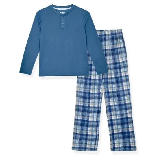 Sleep On It Boys 2-Piece Plaid Pajama Set  Blue image {6}