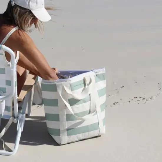 Sunnylife Light Cooler Tote - La Palma Sage Stripe - 6Gal image {5}