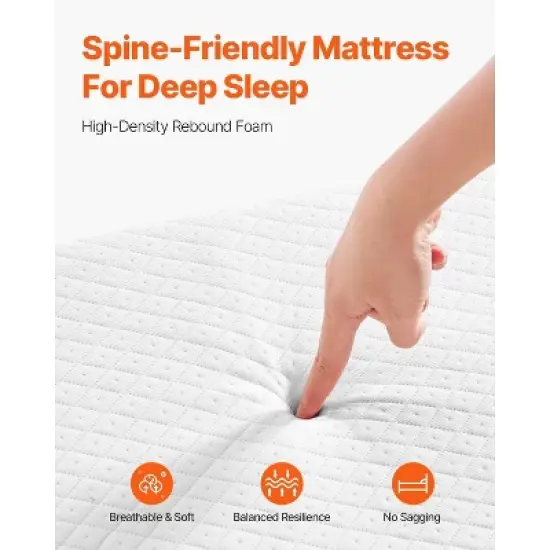 VEVOR Rollaway Bed, 38 in x 75 in Folding Bed with 5 in Mattress, Twin Size Foldable Bed with Sturdy Metal Frame & Memory Foam Mattress image {4}