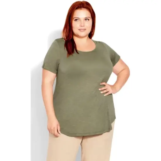Women's Plus Size Slub Tee - sage | EVANS image {5}