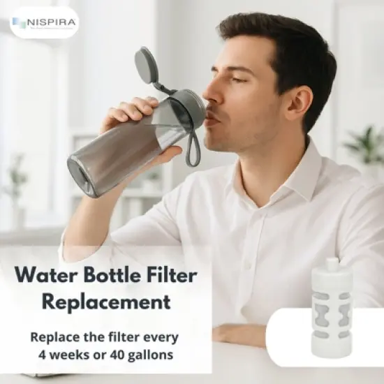 Nispira Activated Carbon Water Filter Replacement Compatible with Philips GoZero Everyday Water Bottle, 3 Pcs image {1}