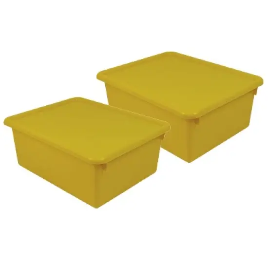 Romanoff Products Romanoff Plastic Stowaway 5" Letter Box with Lid Yellow Pack of 2 (ROM16003-2) image {2}