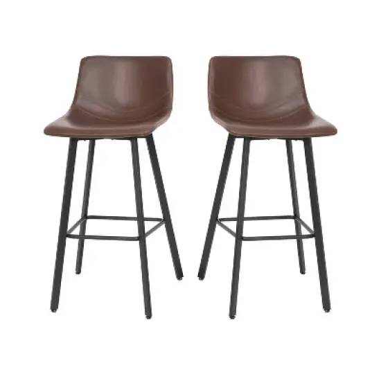 Flash Furniture Caleb Modern Armless 30 Inch Bar Height Commercial Grade Barstools with Footrests and Matte Iron Frames, Set of 2 image {14}