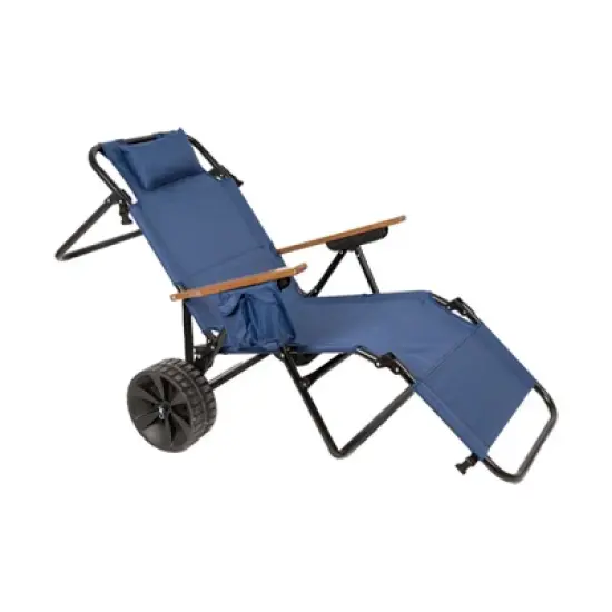 NicBex 2-in-1 Foldable Beach Lounge Chair with Pull Cart & Wheels, Integrated Wagon for Pool, Picnic, Backyard image {6}