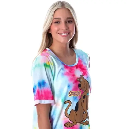 Scooby-Doo Women's Cartoon Graphic Tie Dye Nightgown Sleep Shirt Pajama Multicolored image {1}