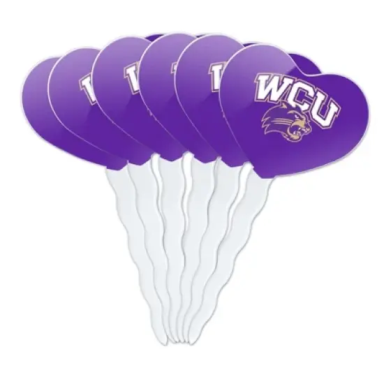 Western Carolina Primary Logo Heart Love Cupcake Picks Toppers Decoration Set of 6 image {7}