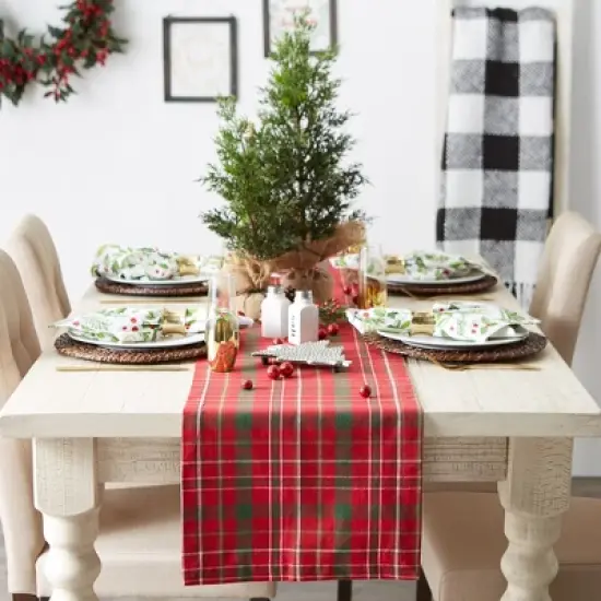 Design Imports  Christmas Plaid Table Runner, Tartan, 14X108" image {3}