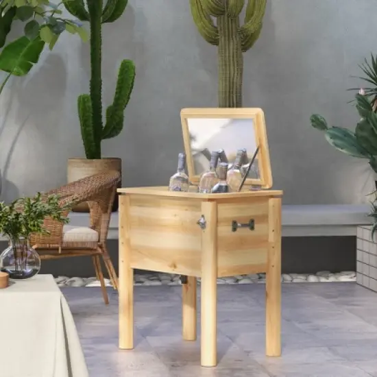 Wooakway 54 QT Hard-Sided Wood Cooler Box with Bottle Opener Ice Chest with Drainage Plug Party Coolers for Gatherings image {5}