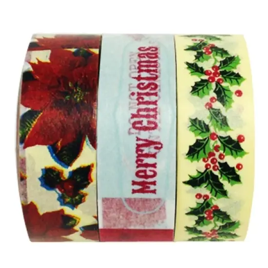 Wrapables Happy Holidays Washi Masking Tape (Set of 3) image {3}