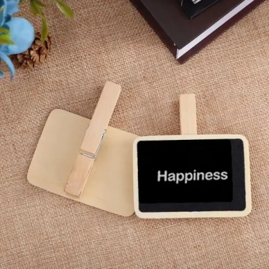 Unique Bargains Wood Mini Chalkboard Signs Tags with Clips Weddings Message Board Notes 8 Pcs image {3}