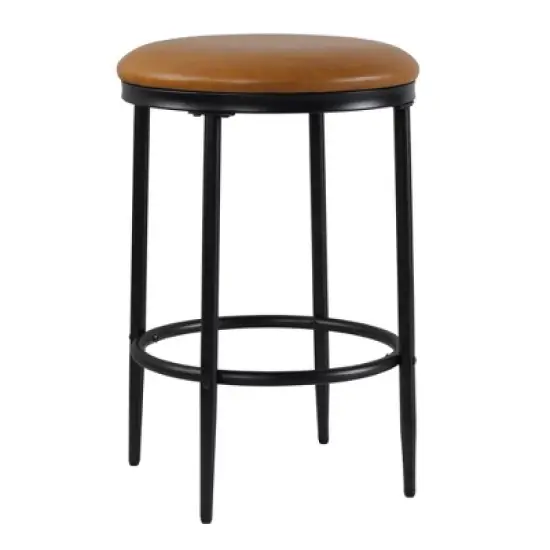 Upholstered Metal Barstool - HomePop image {9}