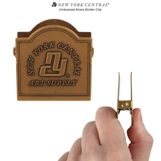 New York Central Embossed Brass Book Clip, Vintage Patina Finish, 1.57" x 1.73" x 0.77", Holds up to .67", Decorative Office Supplies, Durable Journal image {1}