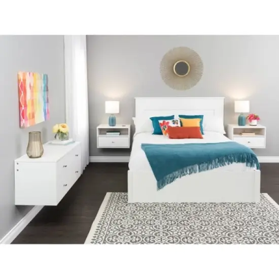 Floating 1 Drawer Nightstand with Open Shelf - Prepac image {14}