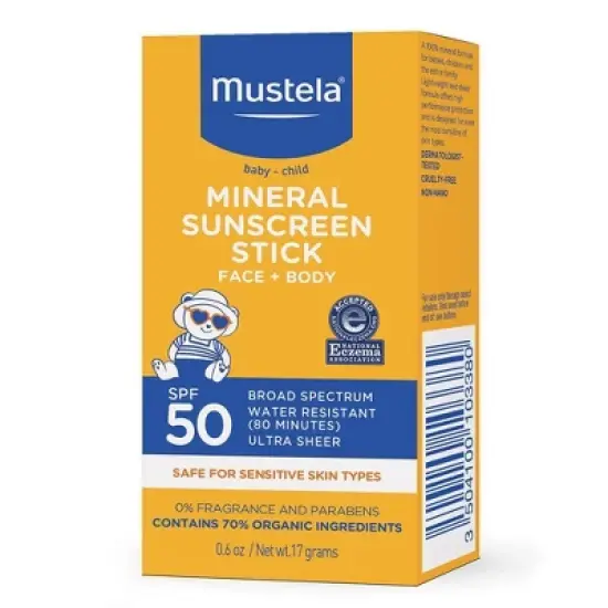 Mustela Mineral Baby Sunscreen Stick - SPF 50 - 0.6oz image {1}
