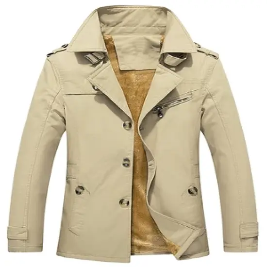 Lars Amadeus Men's Trench Jacket Single Breasted Notch Lapel Winter Coat image {7}
