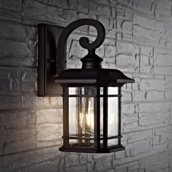 Lolia Outdoor Wall Lantern - PLT4010 - Clear/Black - Safavieh image {2}