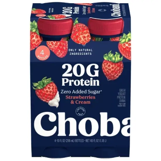 Chobani 20g Protein Greek Yogurt Drink Strawberry Cream - 40 fl oz/4ct Bottles image {2}