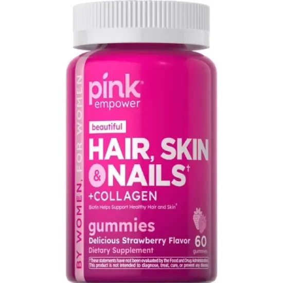 Pink Vitamins Dazzling Hair Skin Nails + Collagen Gummies - Strawberry - 60ct image {6}