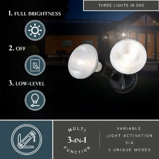 VAXCEL 2 Light Outdoor Security Flood Light with Adjustable Heads - Switch Controlled image {1}