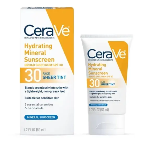 CeraVe Hydrating Mineral Tinted Face Sunscreen Lotion - SPF 30 - 1.7 fl oz image {1}