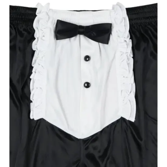 INTIMO Mens' Black Tuxedo Costume Stretch Boxer Shorts Underwear (Large) image {1}